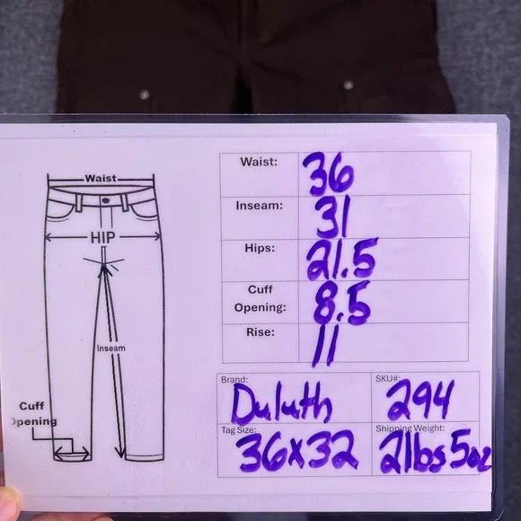 Duluth Trading Cargo Work Pants Men 36x32 Brown Fire Hose Canvas Utility Relaxed - Picture 3 of 13